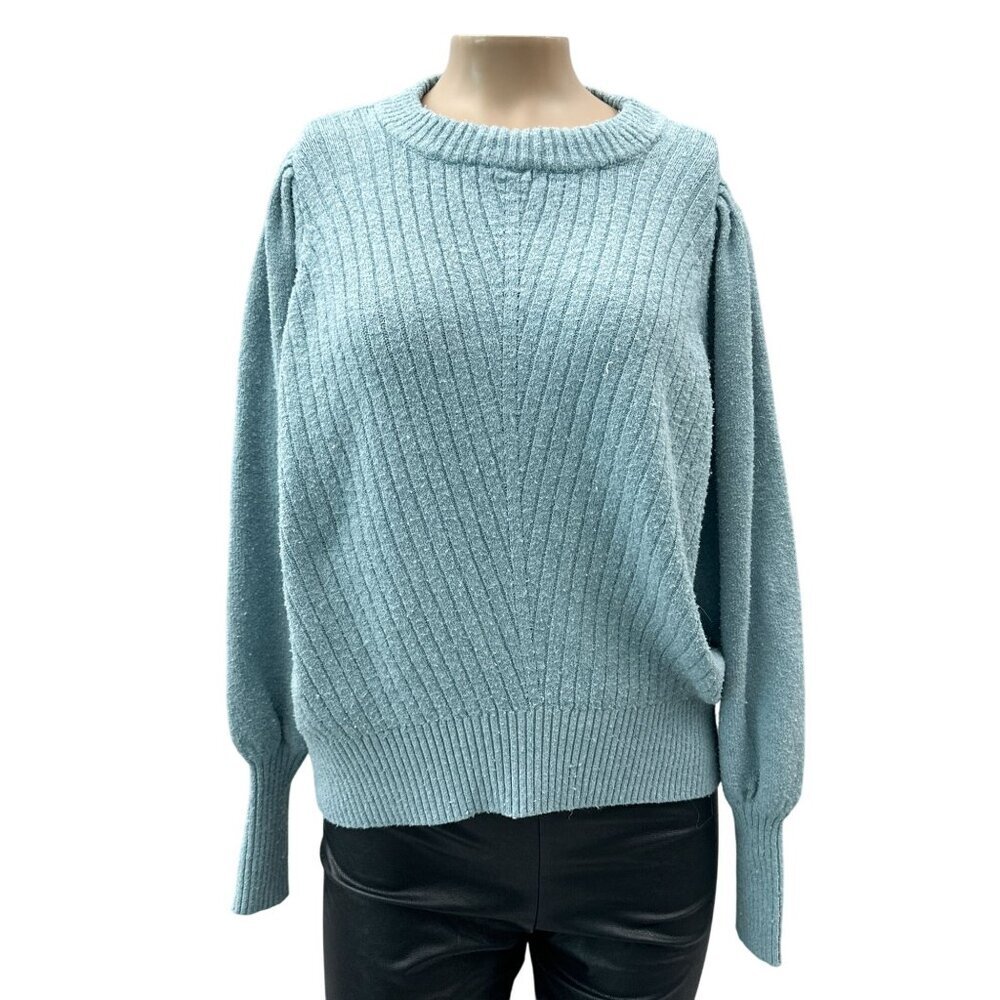 Adyson Parker Knit Pullover Stretch Balloon Long Sleeve Sweater Blue Women M‎
